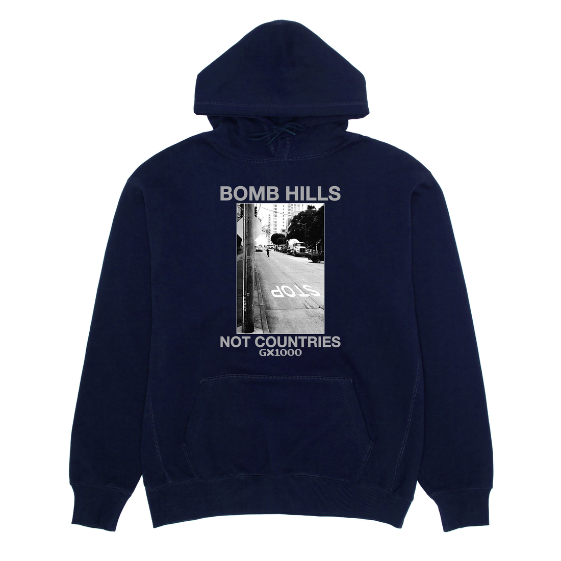 Bomb Hills Not Countries Hoodie (Navy/Grey)