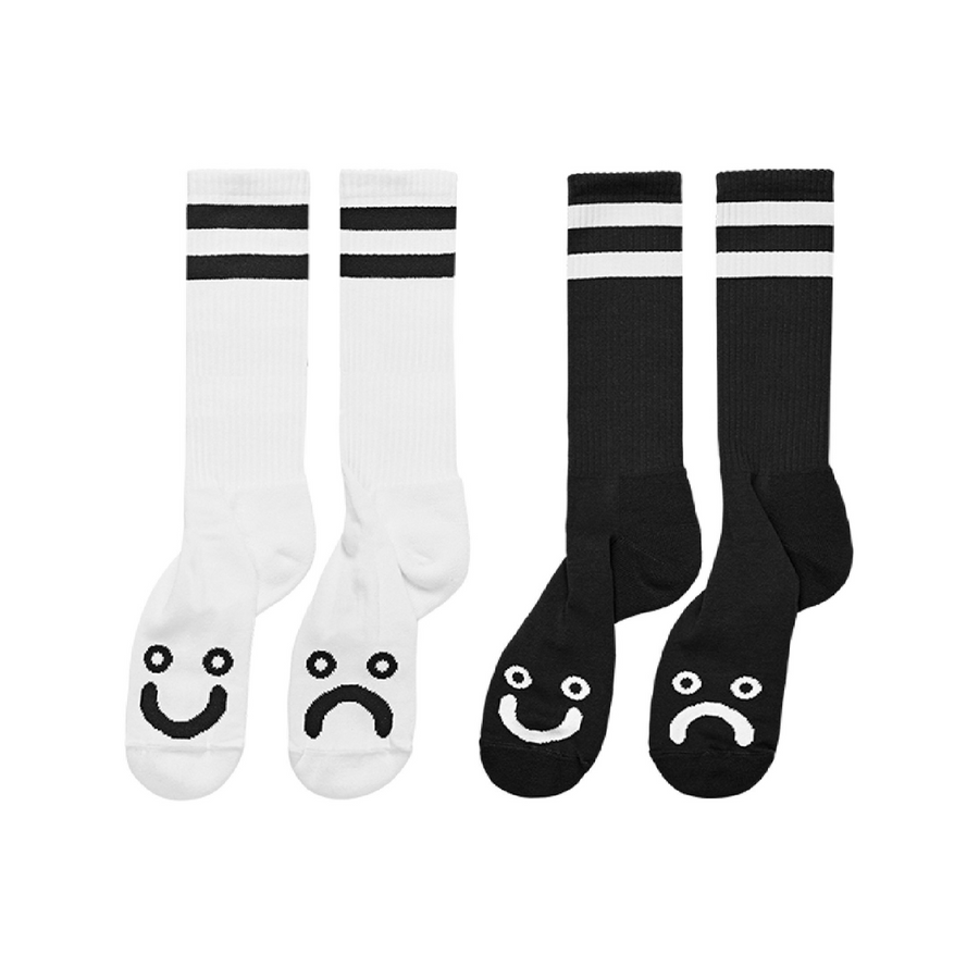 Polar - Rib Socks | Long | Happy Sad (Black)